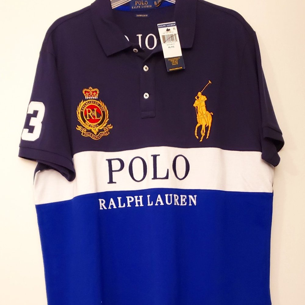 Polo Ralph Lauren Colorblock Big Pony Crest Slim Fit Polo #3 Shirt Men’s XL NWT